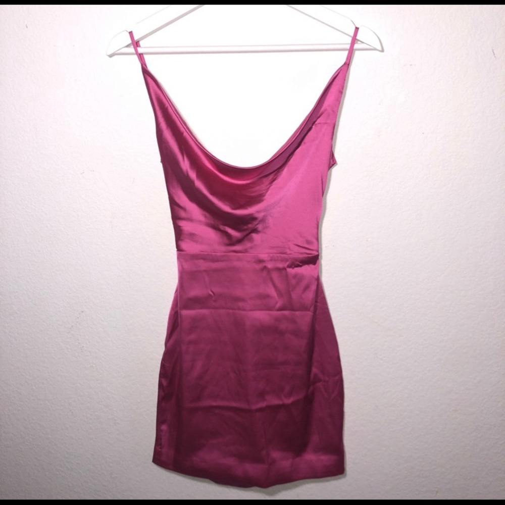 Meshki pink satin zoey mini dress_4